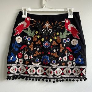Embroidered black skirt